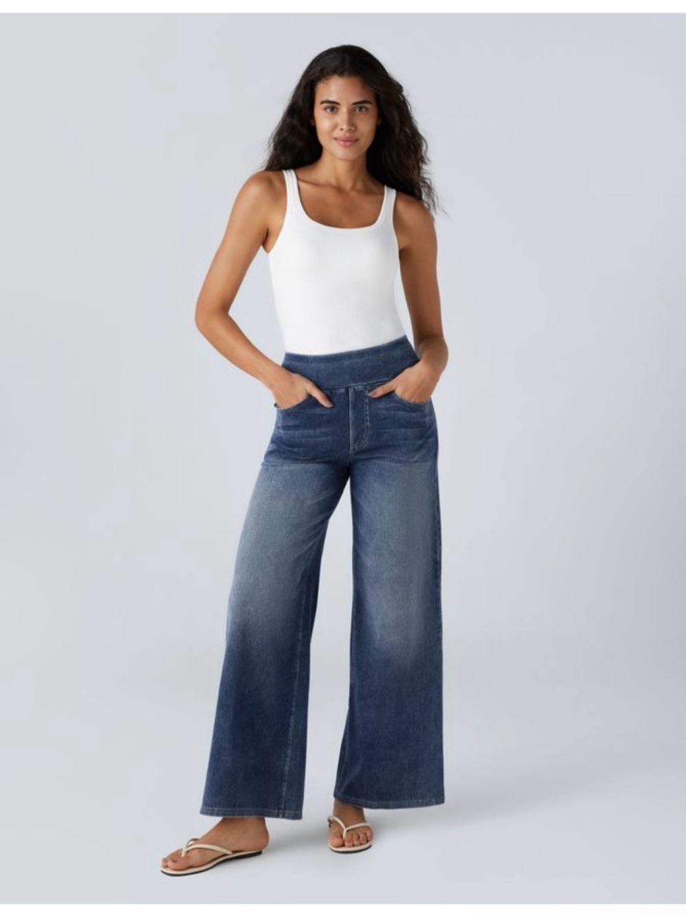 🔥💙 NWT Halara Flex High Waisted Baggy Wide Leg Jeans Size Large 💙🔥